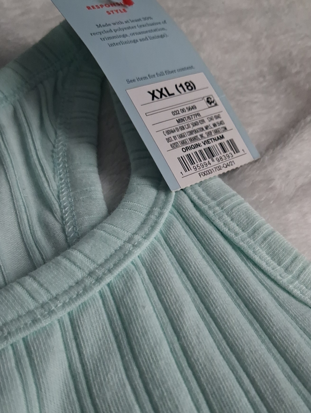 Cat&Jack Mint Ribbed Tank Top - Picture 3 of 4